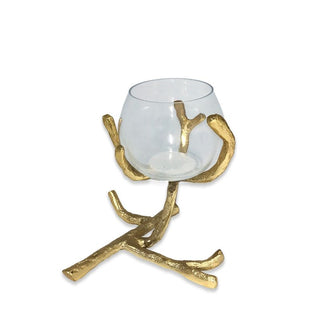 Golden Branch Single Tea Light Holder