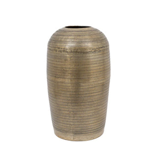 Zahara Hammered Metal Vase Antique Brass - Large - KC at HOME