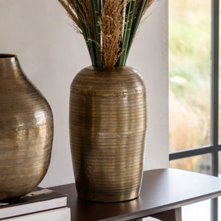 Zahara Hammered Metal Vase Antique Brass - Large - KC at HOME