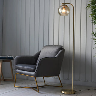 Dimple 1 Floor Light Satin Gold - KC at HOME