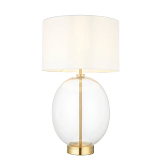 Kelda Oval Table Lamp Satin Brass Vintage White - KC at HOME