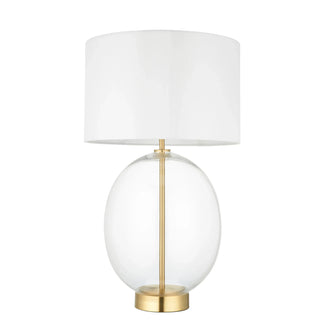 Kelda Oval Table Lamp Satin Brass Vintage White - KC at HOME