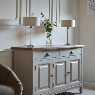 Highclere Table Light Chrome & Natural Linen - KC at HOME