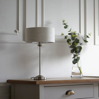 Highclere Table Light Chrome & Natural Linen - KC at HOME