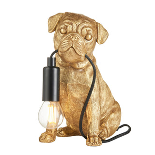 Pug Puppy Table Lamp Vintage Gold - KC at HOME