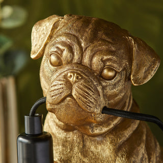Pug Puppy Table Lamp Vintage Gold - KC at HOME