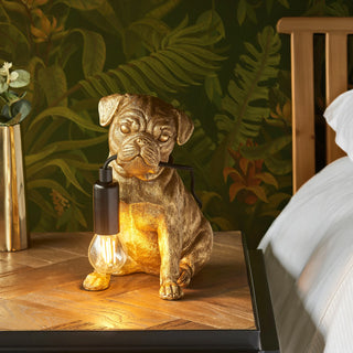 Pug Puppy Table Lamp Vintage Gold - KC at HOME
