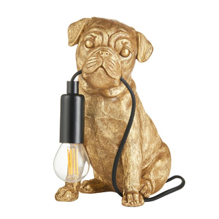 Pug Puppy Table Lamp Vintage Gold - KC at HOME