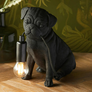 Pug Puppy Table Lamp Black - KC At Home