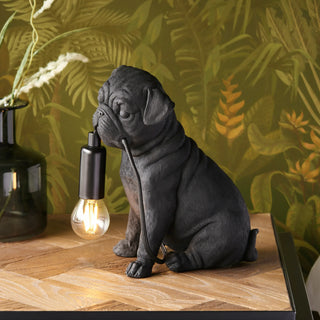 Pug Puppy Table Lamp Black - KC At Home