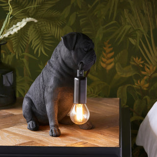 Pug Puppy Table Lamp Black - KC At Home
