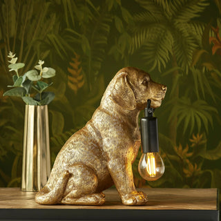 Labrador Puppy Table Lamp Vintage Gold - KC at HOME