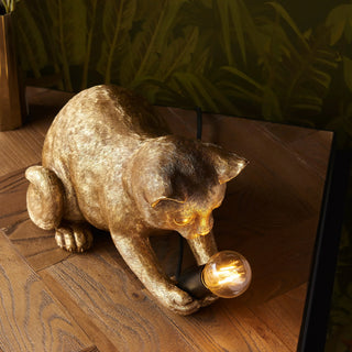 Kitten Table Lamp Vintage Gold - KC At Home