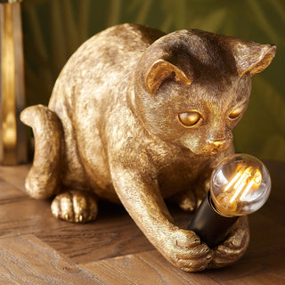 Kitten Table Lamp Vintage Gold - KC At Home