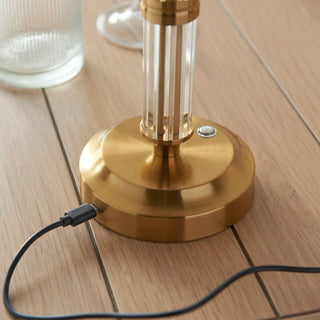 Morton Rechargeable Table Lamp Brushed Aged Brass - KC at HOME