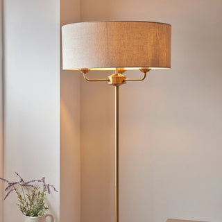 Highclere 3 Floor Lamp Vintage Brass - KC at HOME