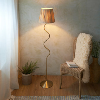Wriggle 1 Floor Lamp Brushed Aged Brass - KC at HOME