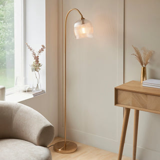 Ashcroft Ribbed Floor Light Brushed Aged Brass - KC at HOME