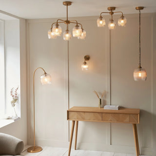 Ashcroft Ribbed Floor Light Brushed Aged Brass - KC at HOME