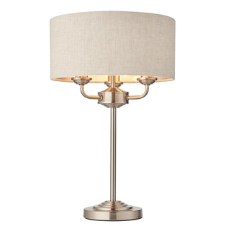 Highclere 3 Table Light Chrome & Natural Linen - KC at HOME