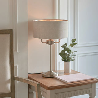 Highclere 3 Table Light Chrome & Natural Linen - KC at HOME