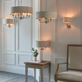 Highclere 3 Table Light Chrome & Natural Linen - KC at HOME