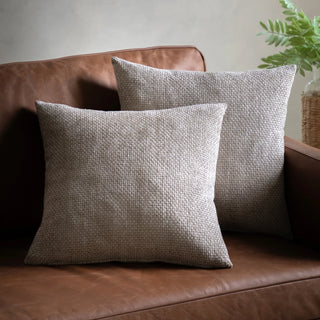 Basketweave Chenille Cushion Cream 2pk 450x450mm - KC at HOME