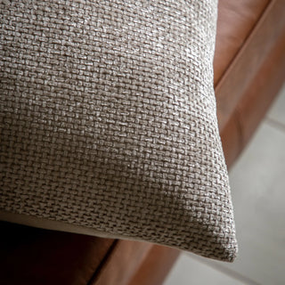 Basketweave Chenille Cushion Cream 2pk 450x450mm - KC at HOME