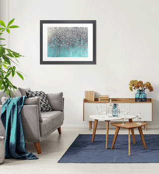 Raining on Aqua Framed Art