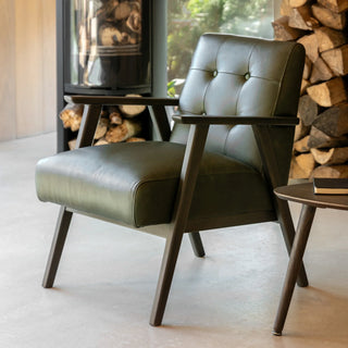 Blackhall Armchair Heritage Green Leather - KC At Home