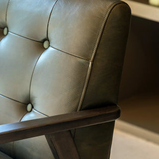 Blackhall Armchair Heritage Green Leather - KC At Home