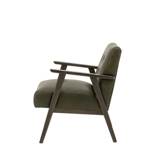 Blackhall Armchair Heritage Green Leather - KC At Home
