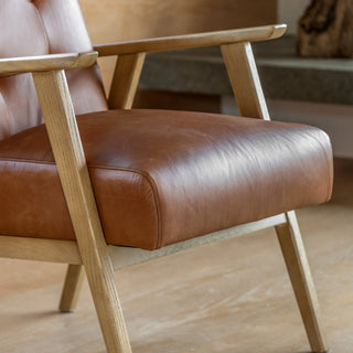 Blackhall Armchair Antique Brown Leather - KC at HOME