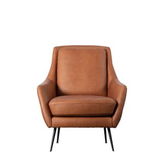 Brompton Armchair Brown Leather - KC at HOME