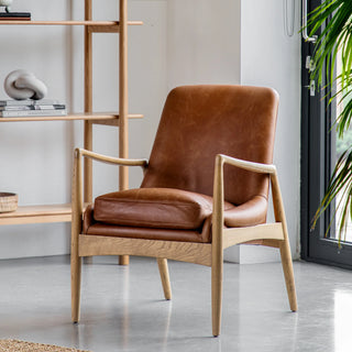 Carrera Armchair Brown Leather - KC at HOME