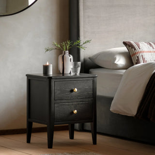 Acton 2 Drawer Bedside Black - KC At Home