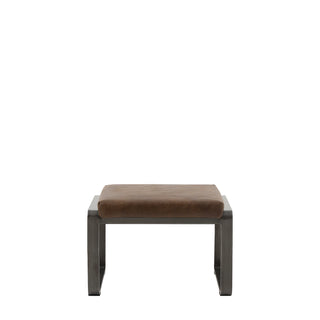 Fabien Footstool Brown Leather - KC at HOME