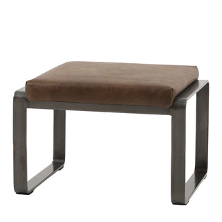 Fabien Footstool Brown Leather - KC at HOME