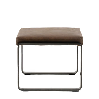 Fabien Footstool Brown Leather - KC at HOME