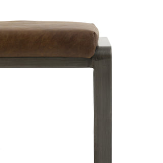 Fabien Footstool Brown Leather - KC at HOME