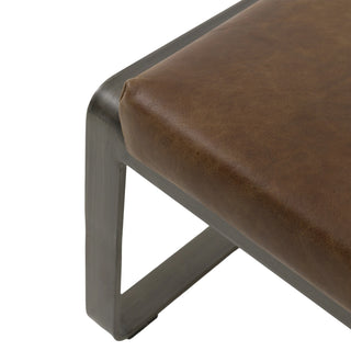 Fabien Footstool Brown Leather - KC at HOME
