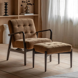 Humber Footstool Ochre Faux Sheepskin - KC at HOME