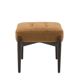 Humber Footstool Ochre Faux Sheepskin - KC at HOME