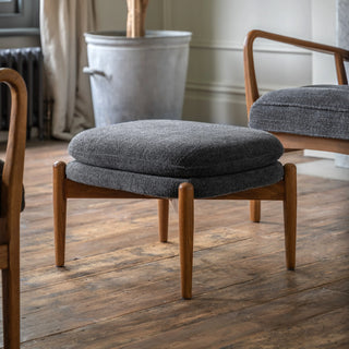 Datsun Footstool Charcoal Boucle - KC at HOME