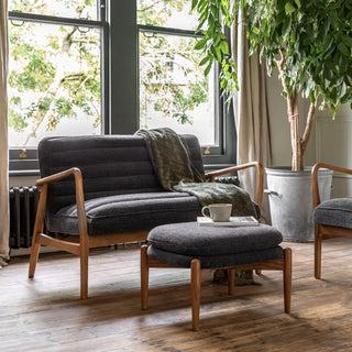 Datsun Footstool Charcoal Boucle - KC at HOME