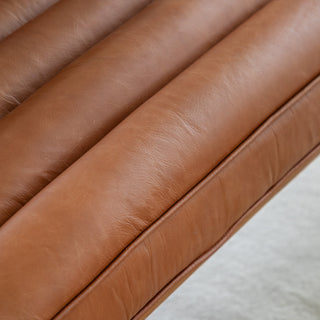 Datsun 2 Seater Sofa Vintage Brown Leather