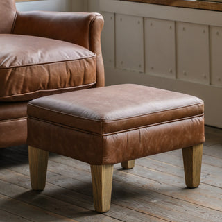 Mr. Paddington Stool Vintage Brown Leather - KC at HOME