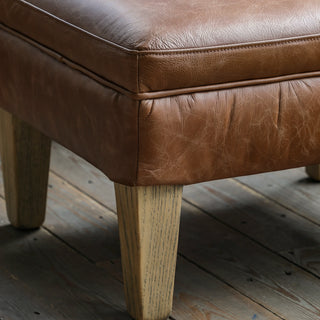 Mr. Paddington Stool Vintage Brown Leather - KC at HOME