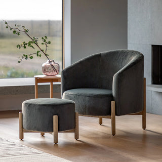 Tindon Footstool Alaska Graphite - KC at HOME