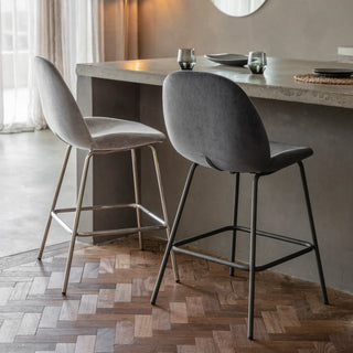 Flanagan Stool Grey Velvet (2 Pack) - KC at HOME